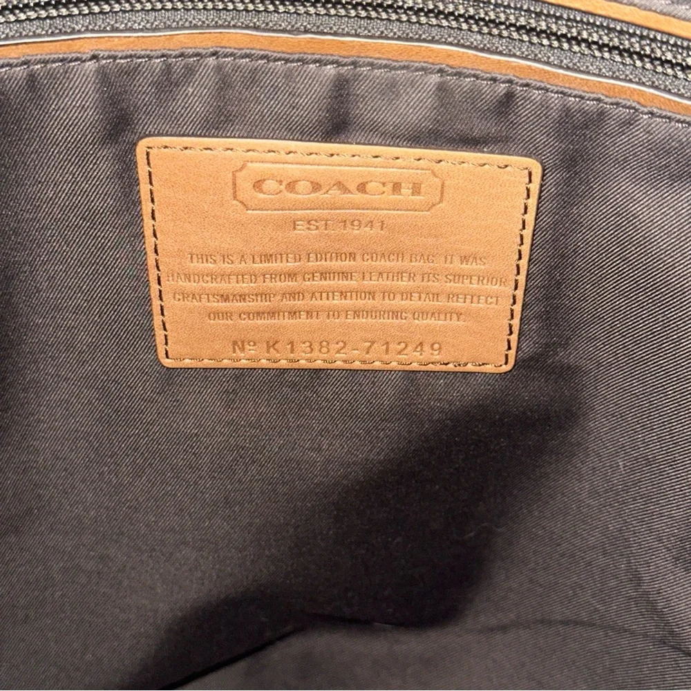Coach Brown and Green Leather Briefcase